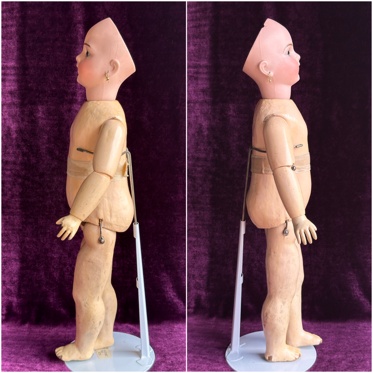 Antique French 21” Bru Jne R Bisque Head Mechanical Walker Body Doll