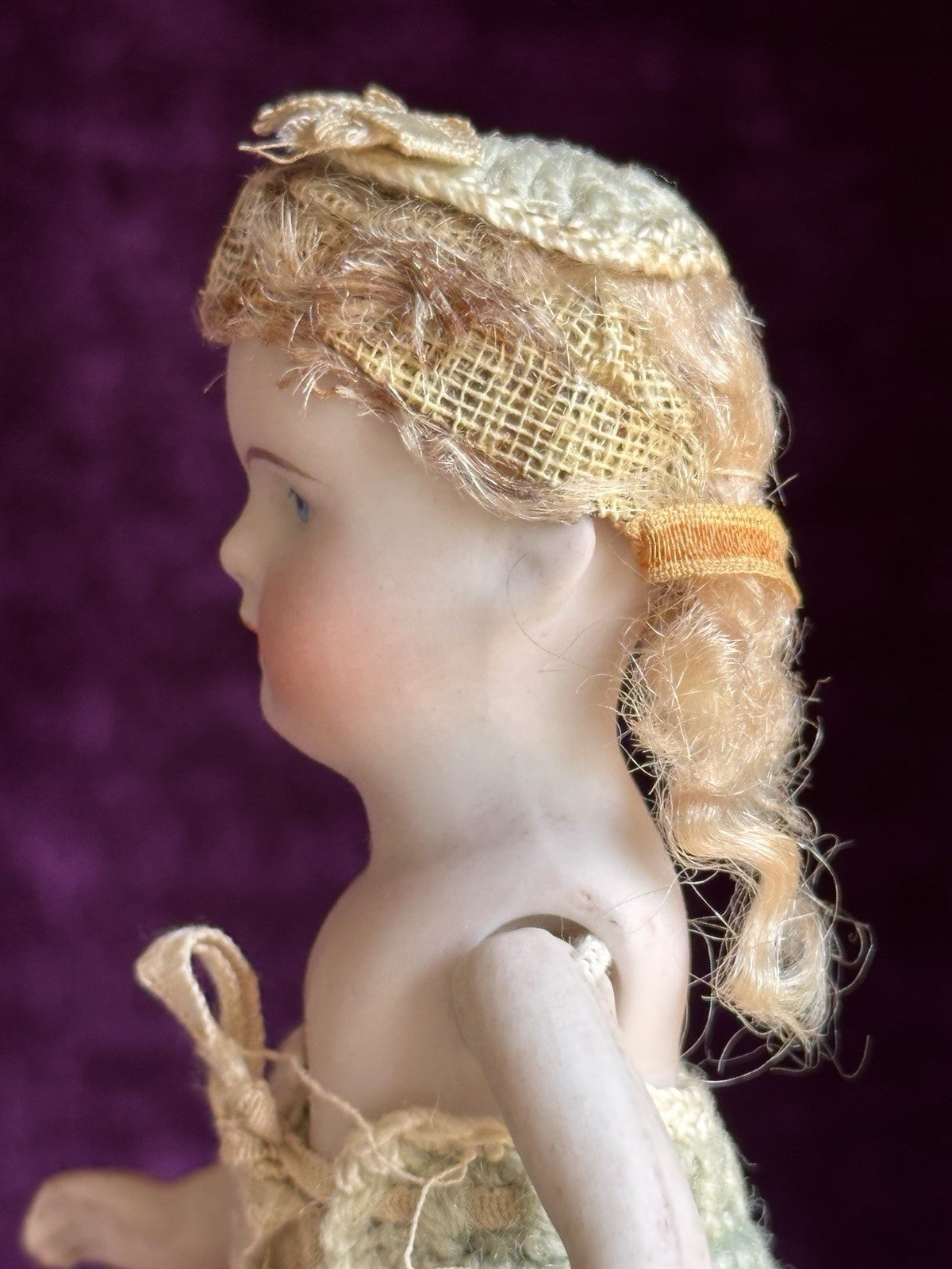 Rare Antique German 4.25” Kestner 184 All Bisque Mignonette Doll with Bent Legs