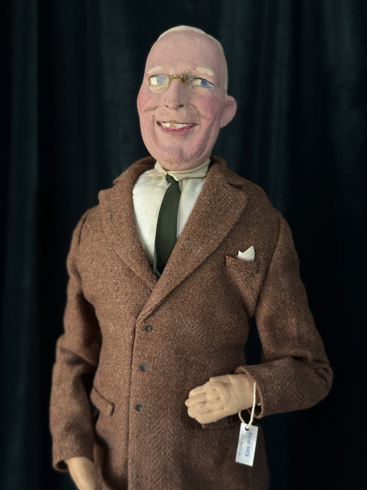 Rare French Portrait Character Earl Warren 26” Stockinette Doll by Bernard Ravca