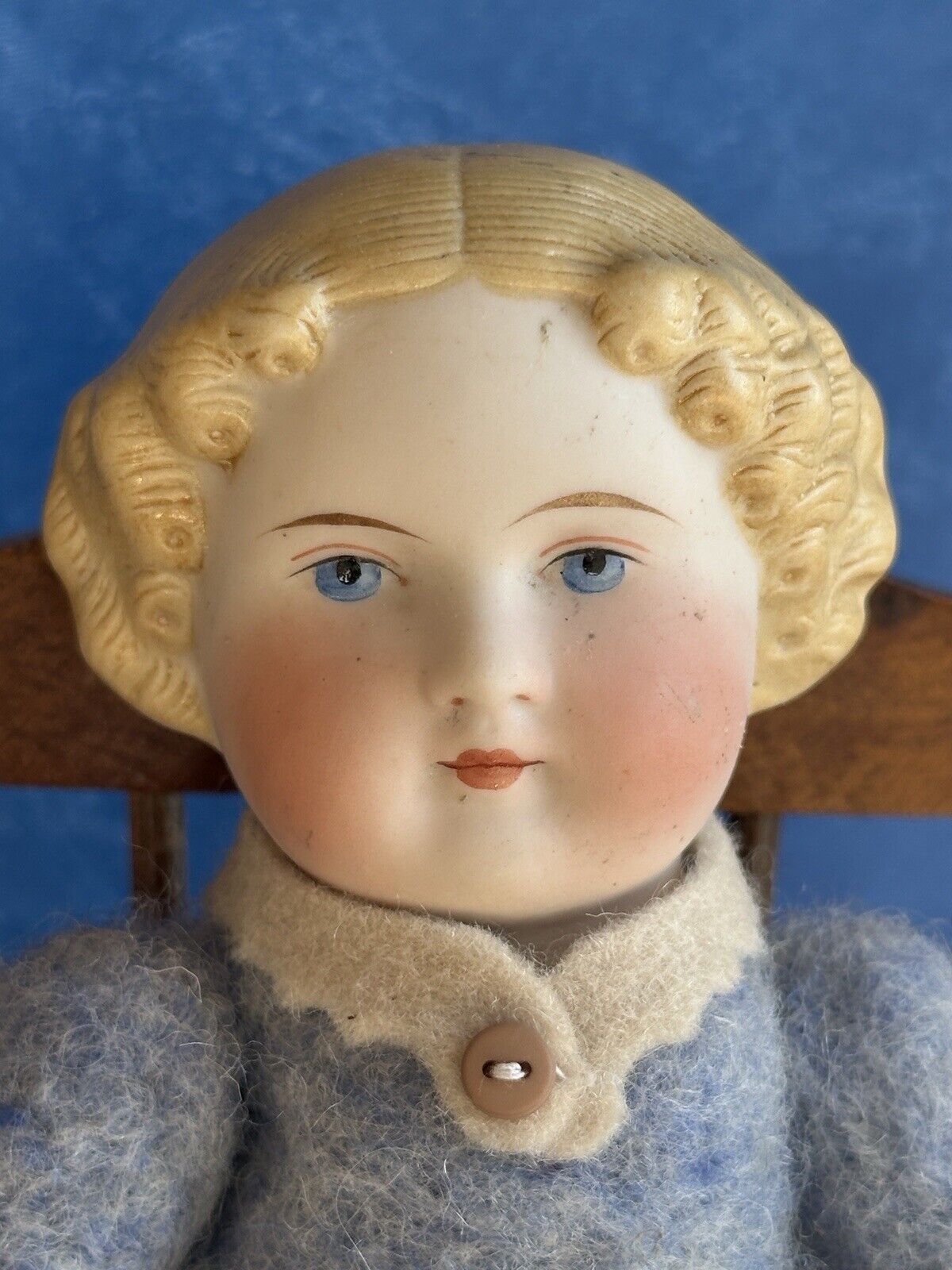 2 OOAK Antique German Parian Bisque Head Dolls Artist Redesign Felted Bodies