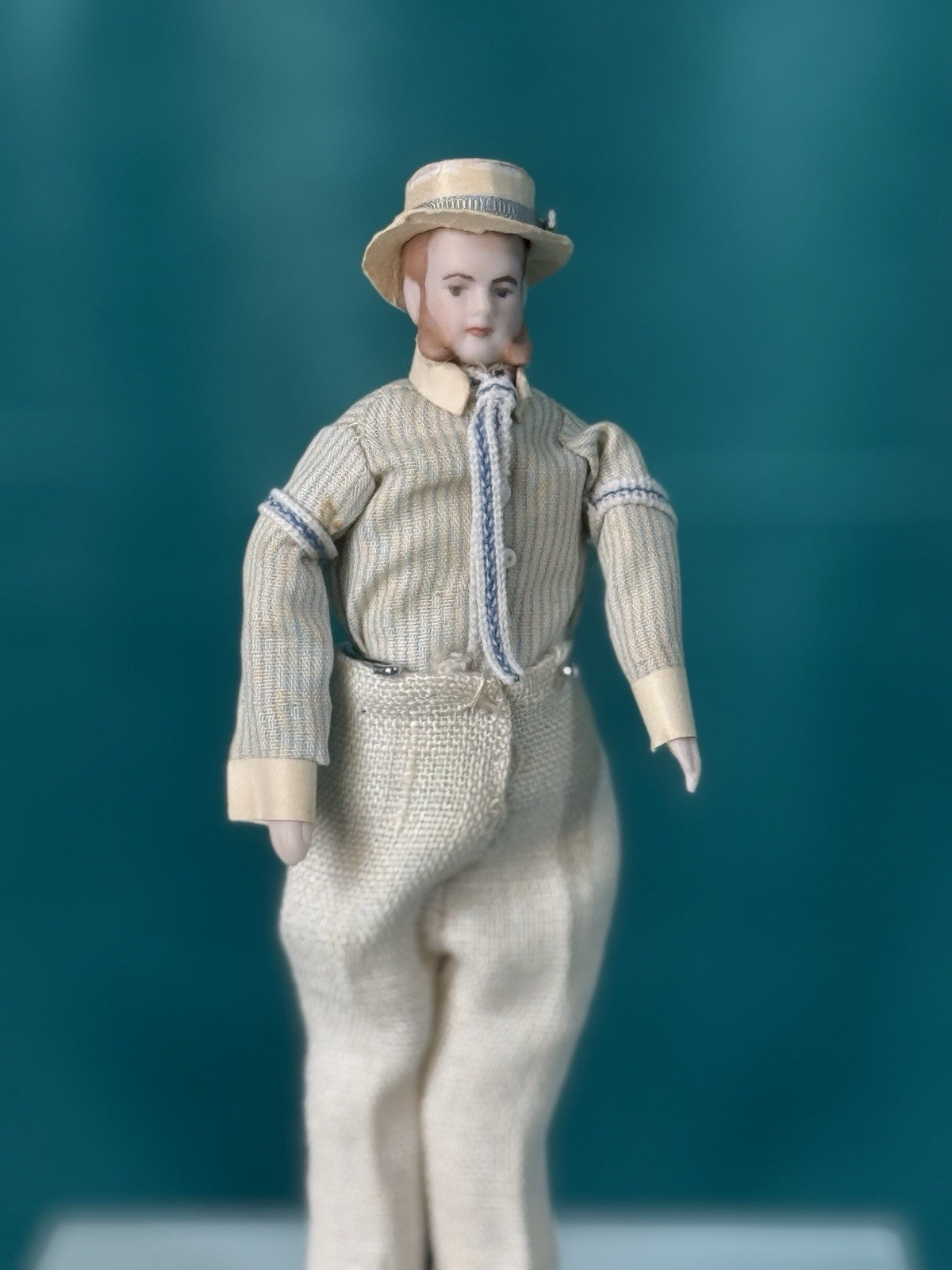 Porcelain/Cloth Reproduction Of Miniature Dollhouse 5 1/2” Gentlemen Doll