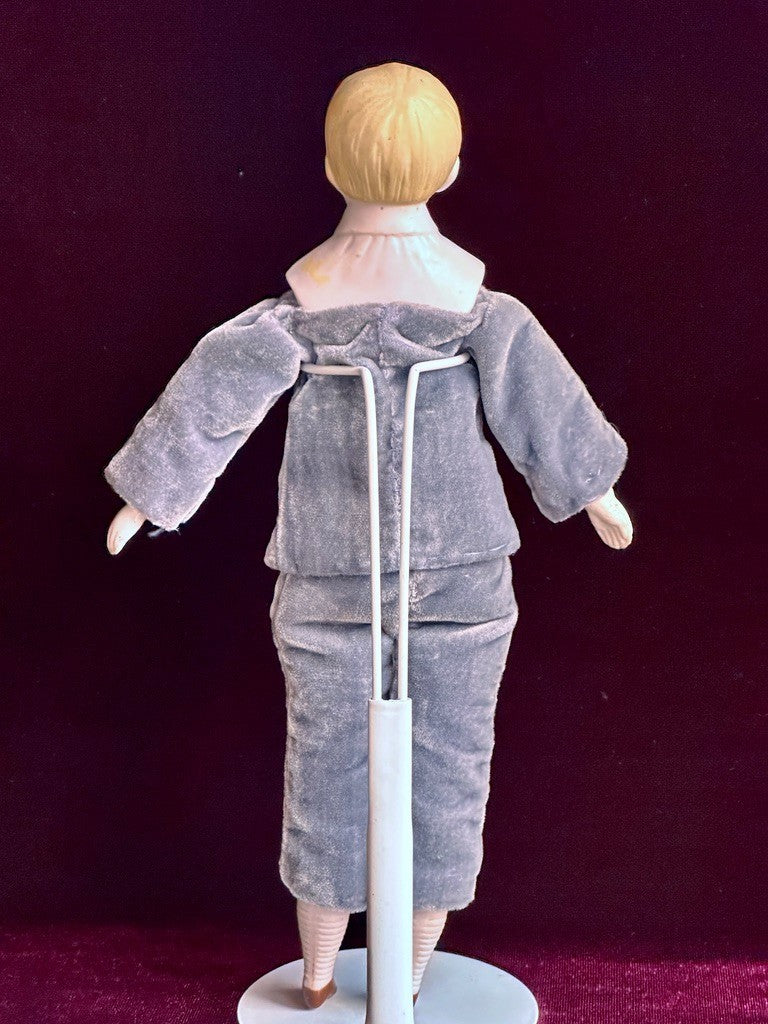 Antique German Hertwig Cabinet Size 9” Bisque Molded Shoulder Plate Doll