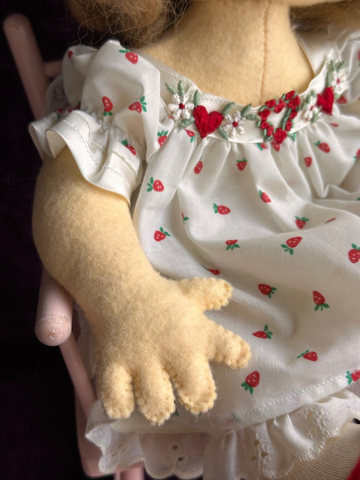 Lot of 2 Vintage Handmade Cloth Felt Dolls