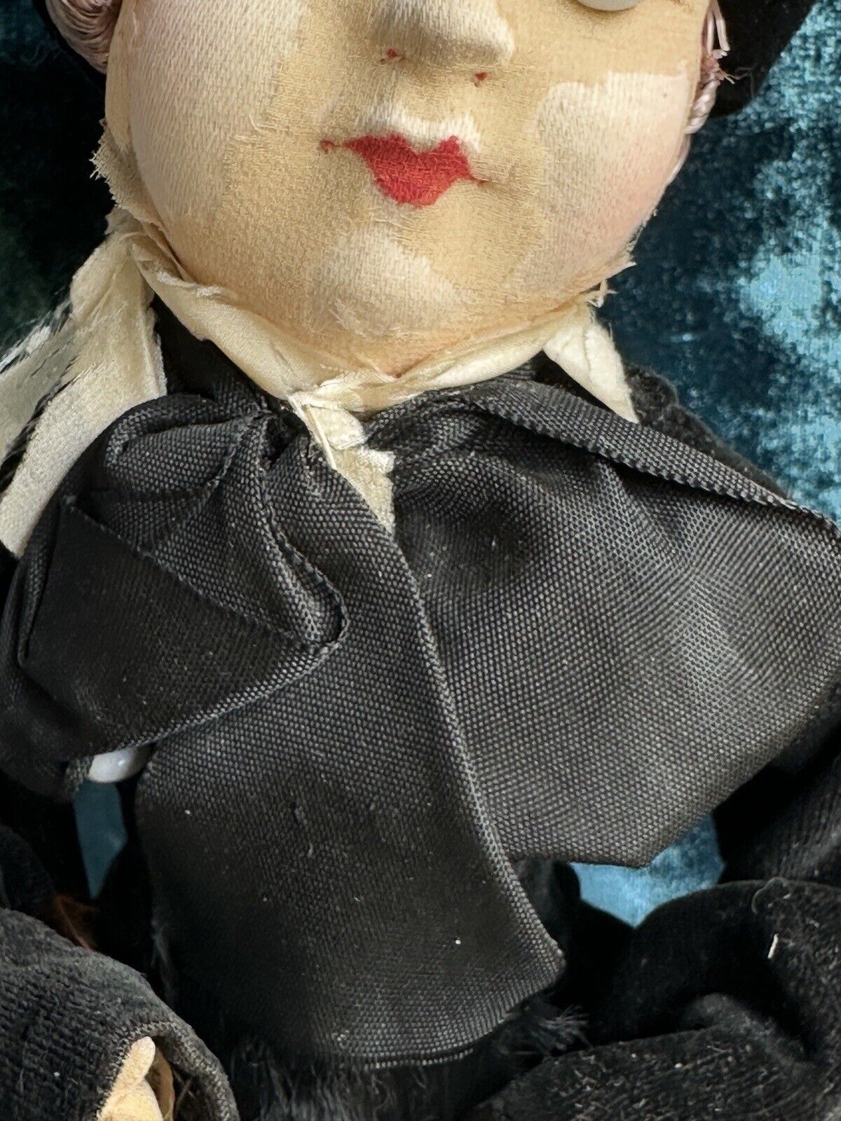 Pair of Rare 13” Antique French Calvaire Cloth Googly Eyes Dolls