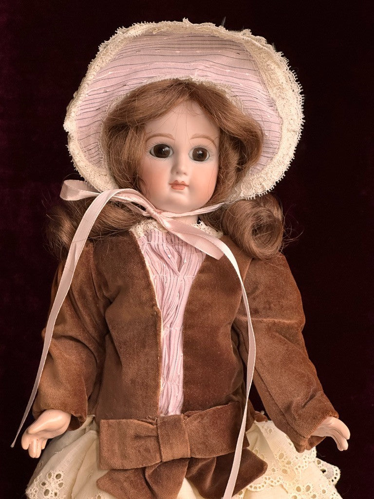 Vintage 16.5" Porcelain Composition Reproduction of Antique French Jumeau Doll