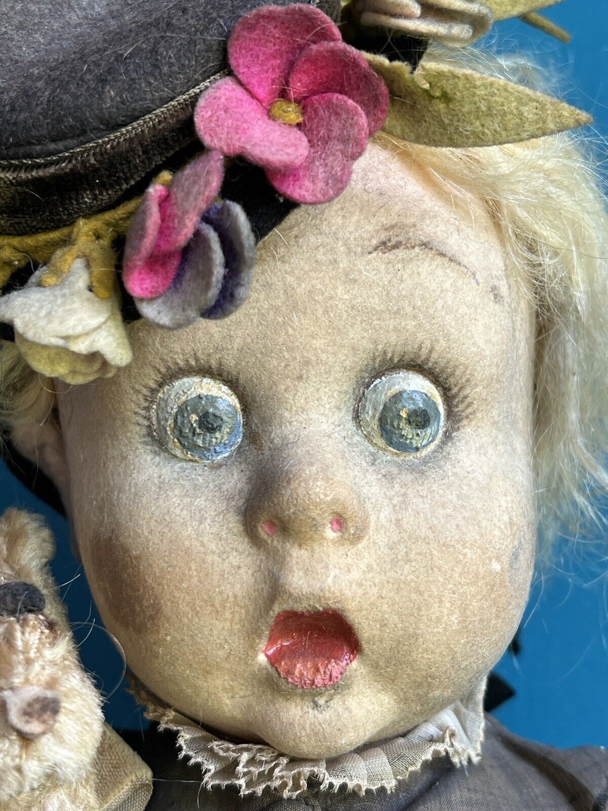 Rare Vintage Italian All Original Lenci Googly Eyes Felt Doll The Merry Widow