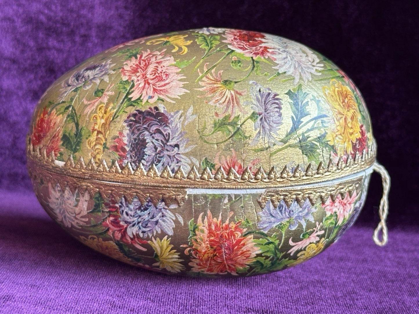 Antique German Easter Egg with All Bisque Miniature 3.25” Mignonette Doll