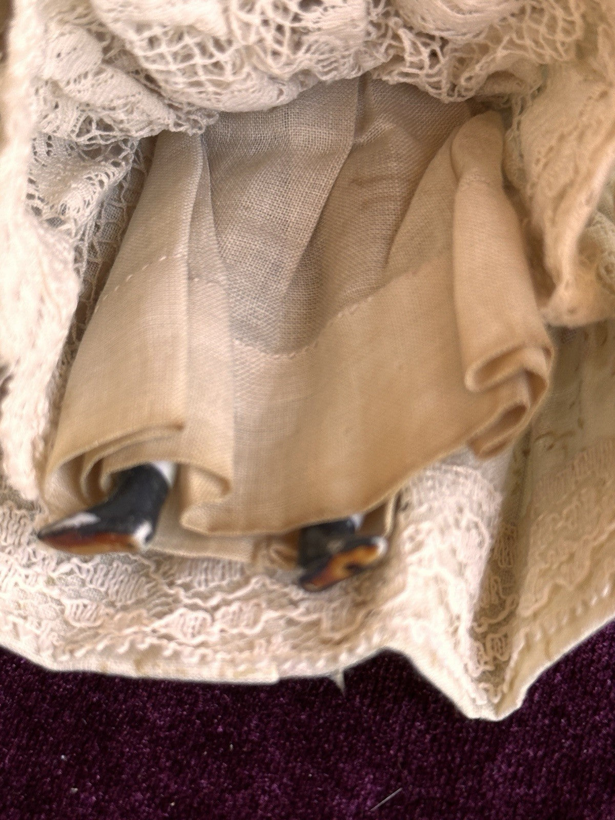 Antique German 4.5” Flat Top Bisque Cloth Miniature Dollhouse China Doll