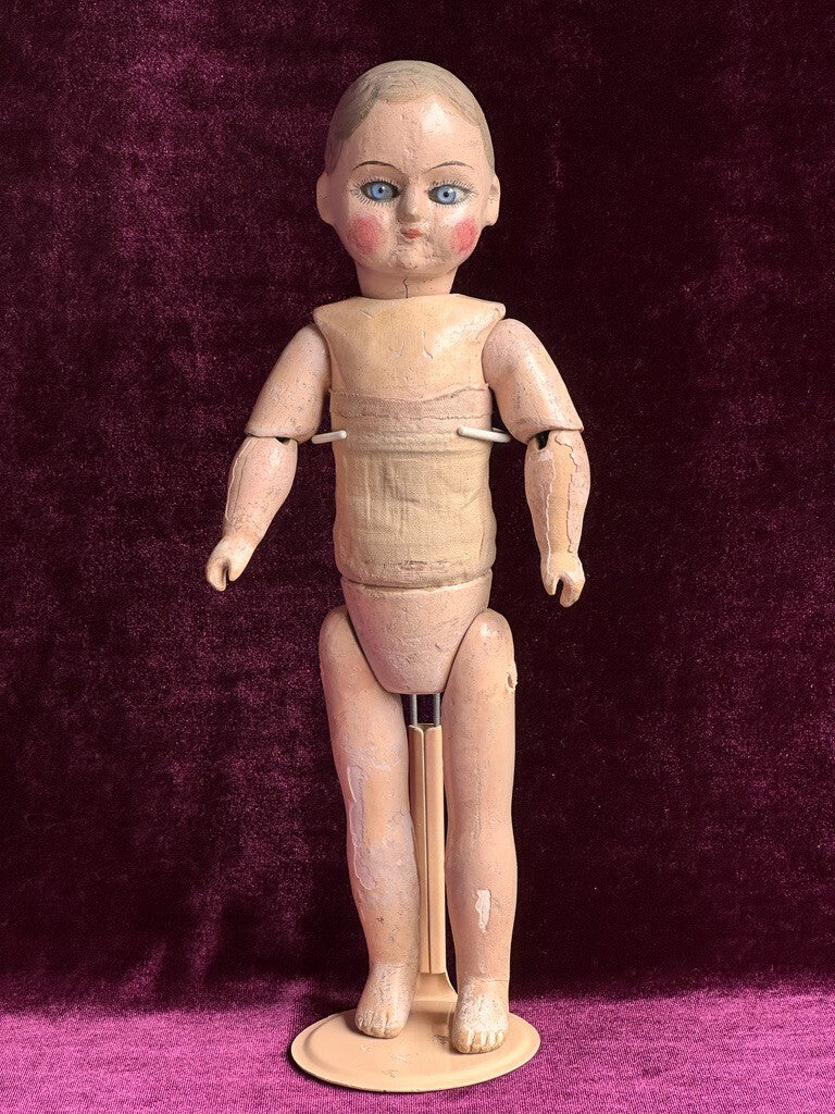 Antique French 11.5" Tout en Bois Wood Doll – Motschmann Type Body