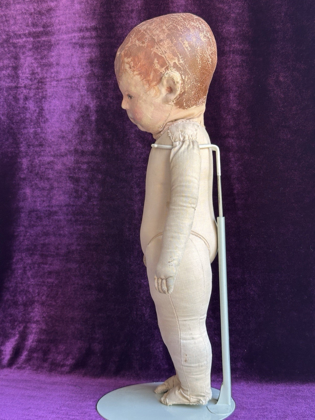 Early Antique German 16” Kathe Kruse Type I Cloth Rag Doll Wide Hips