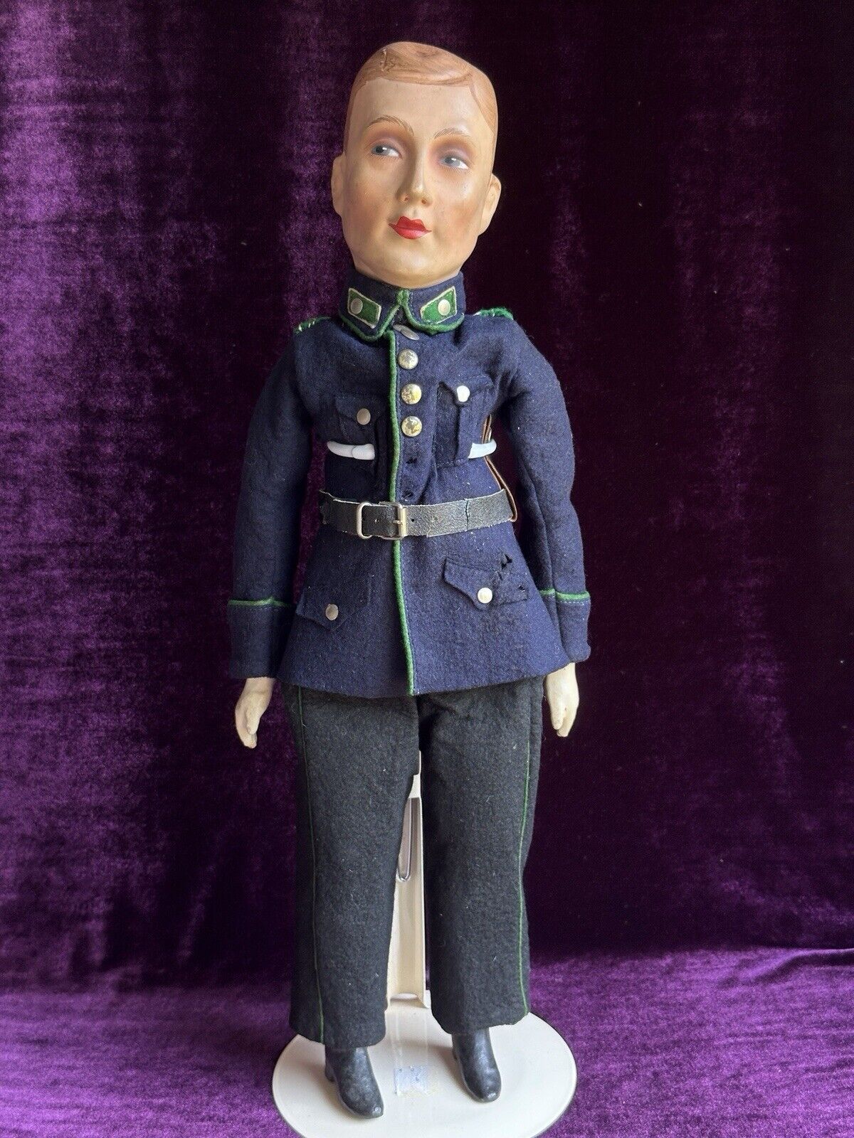 Unidentified Antique 20” French (?) Composition (?) Cloth Military Soldier Doll