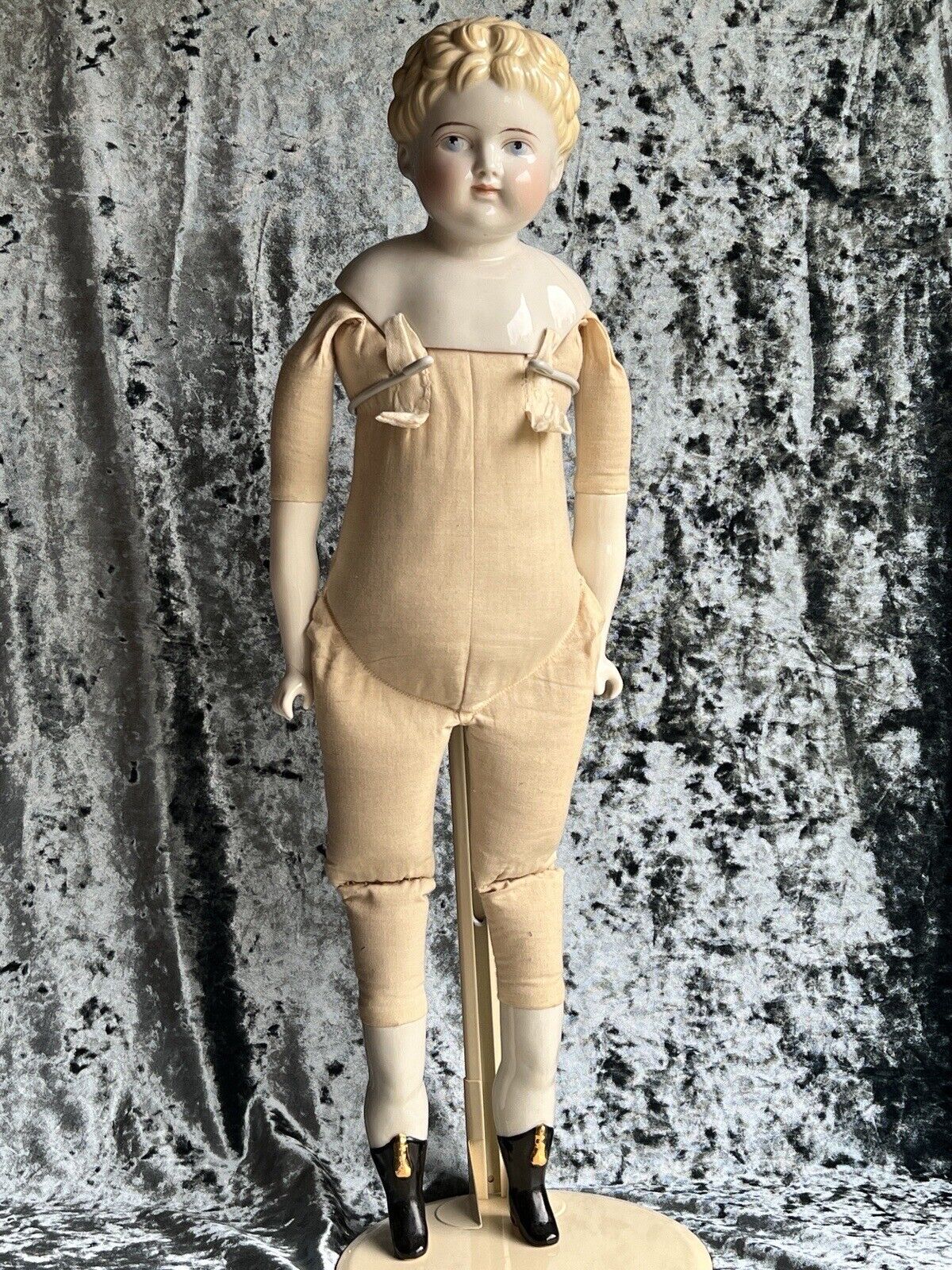 Large Antique German 26” Exposed Ears China Shoulder Head Boy Doll
