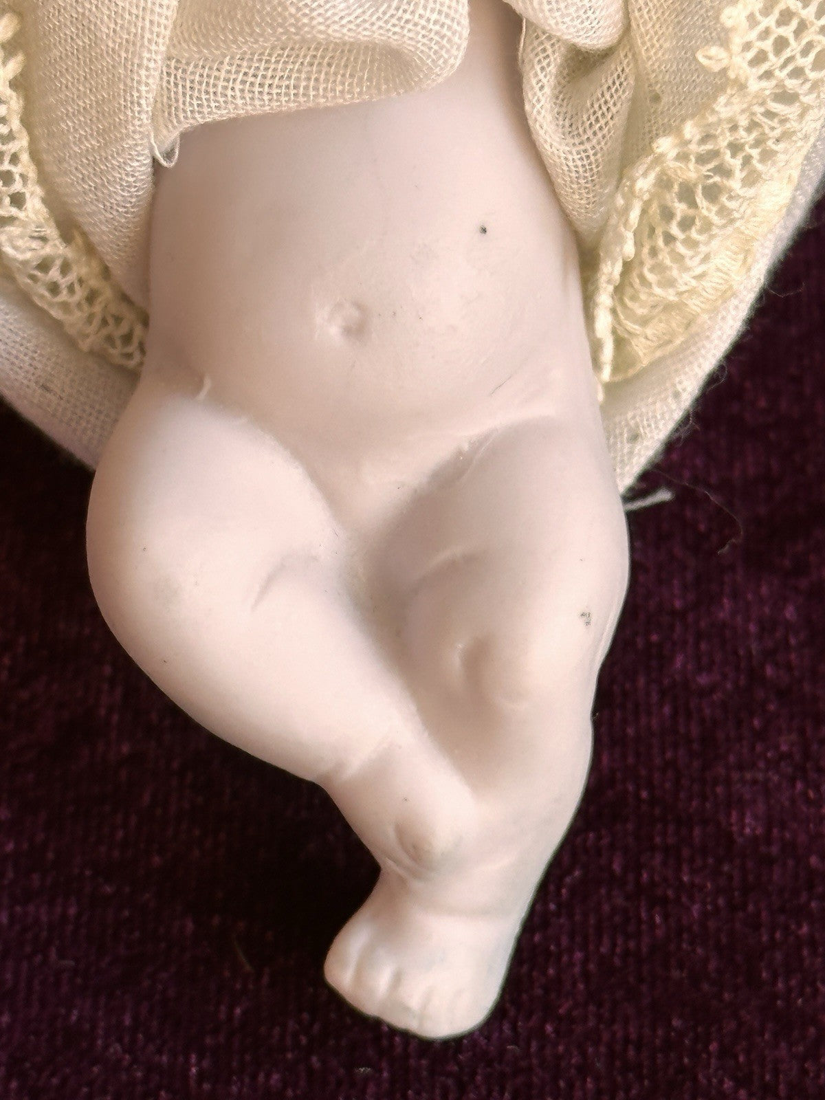 Antique German 3.375” All Bisque Hertwig Miniature Baby Doll Molded Bottle
