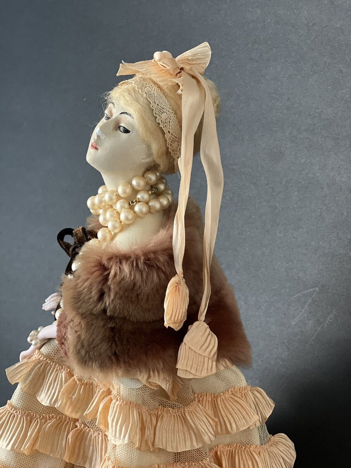 Antique Art Deco French (?) Chalkware Boudoir Lamp Doll