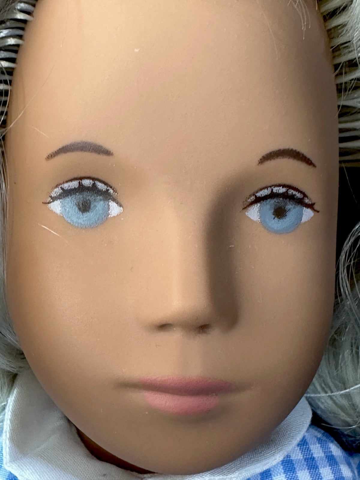 Collectible England Vinyl Sasha Blonde Gingham 107 Girl Doll Box/Tag