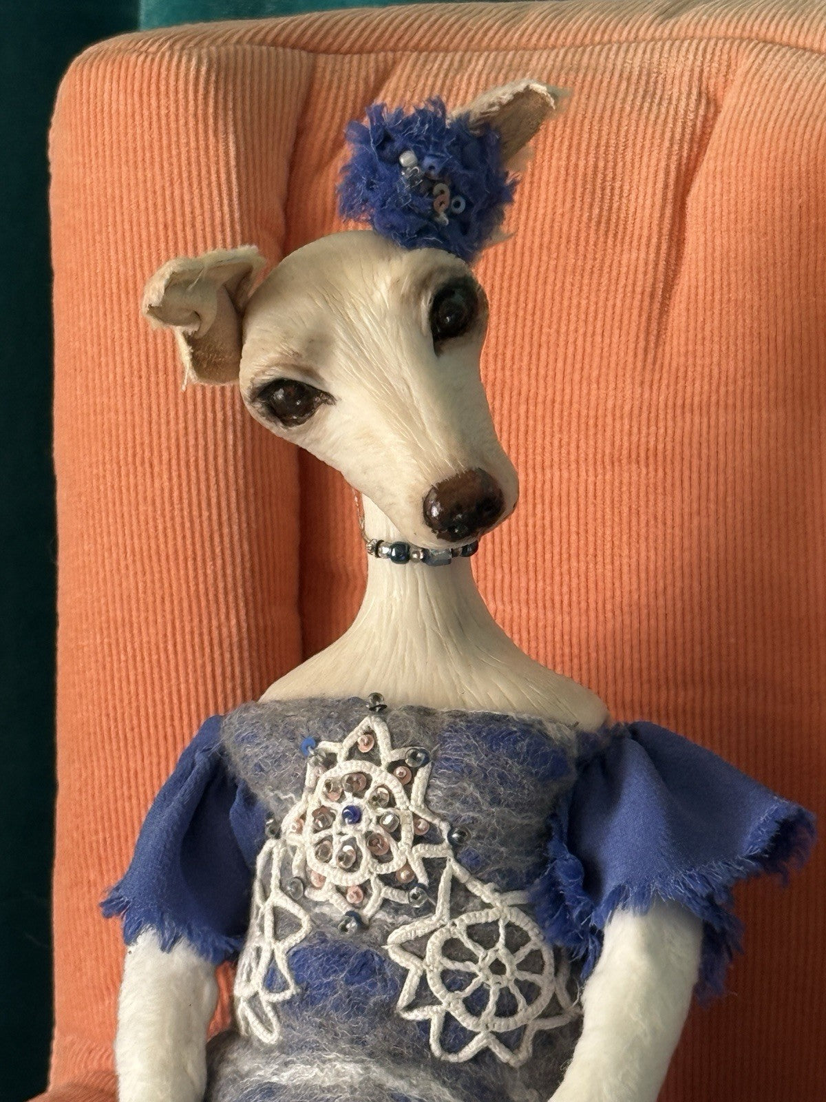 OOAK Artist Handmade Polymer Clay Poseable Dog 15” Doll Toy by IrinaParfiDolls