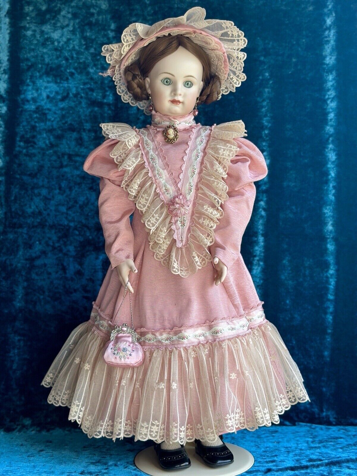 Large 27” Porcelain Head Reproduction of Antique French Jumeau (?) Doll