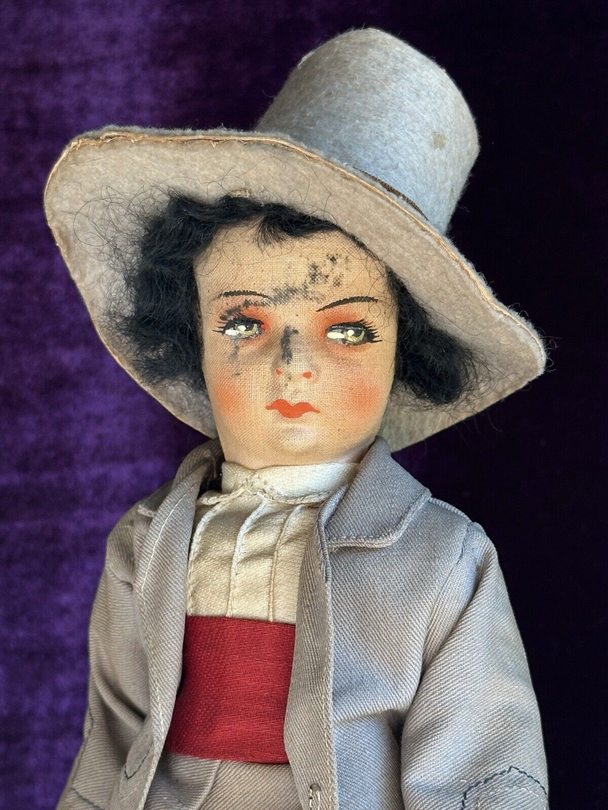 All Original Vintage Early Spanish 10.5” Munecas Pages Hard Mask Cloth Doll