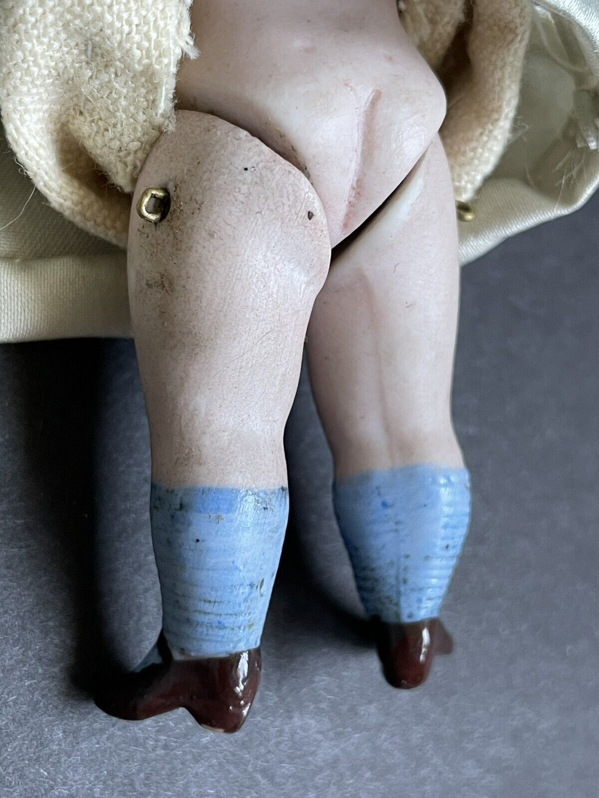 Antique German 3.5” Miniature All Bisque Mignonette Dollhouse Doll