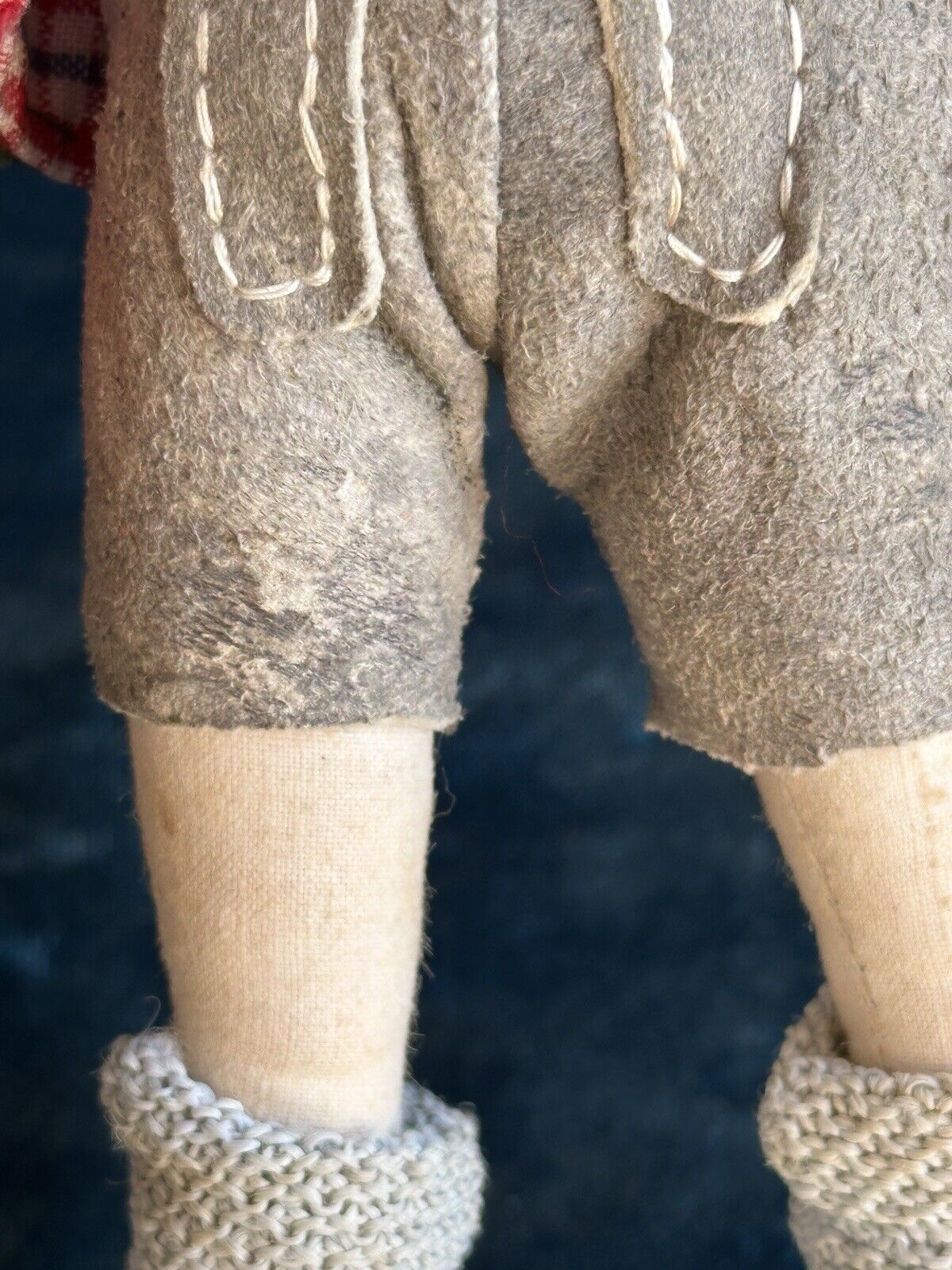 Unidentified Vintage (?) 8.5” Cloth Leather Boy Doll