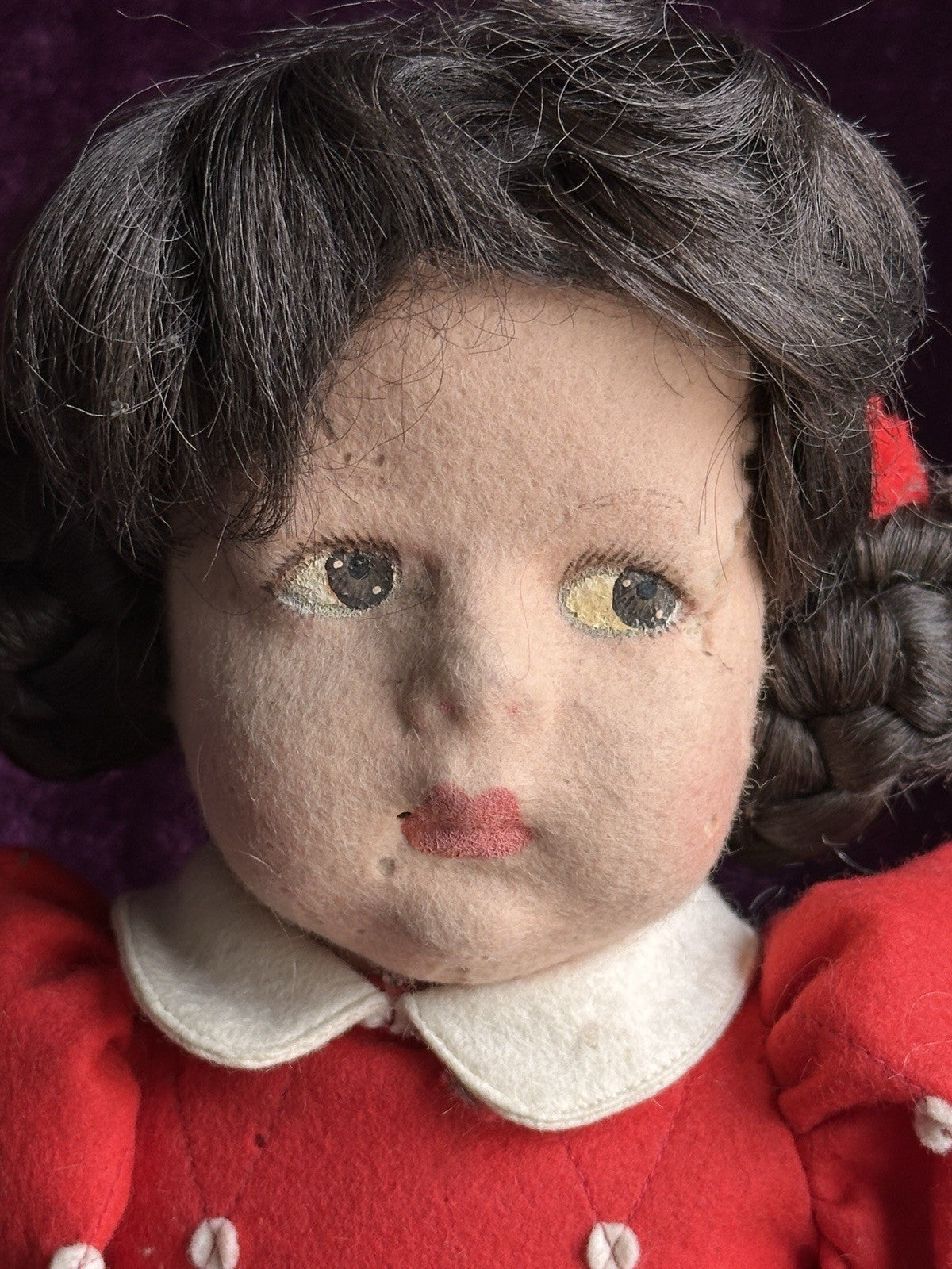 Vintage 19” Italian 1980’s Lenci Brunilde Felt Cloth Doll