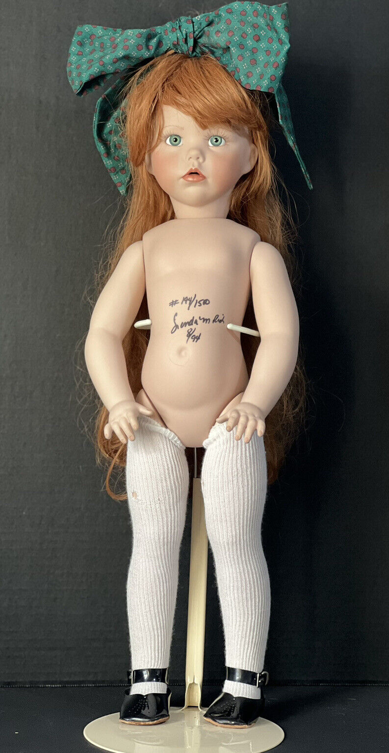 Collectible Porcelain 24” Doll “Candy Apple” Linda Rick Doll Maker Box/tag