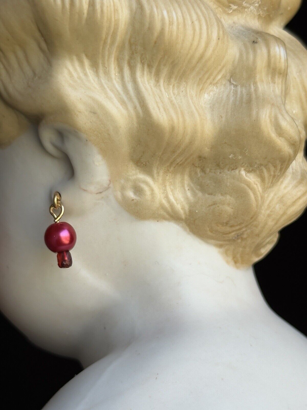 Very Rare Antique German 22” Parian Bisque Turned Head Pierced Ears Lady Doll