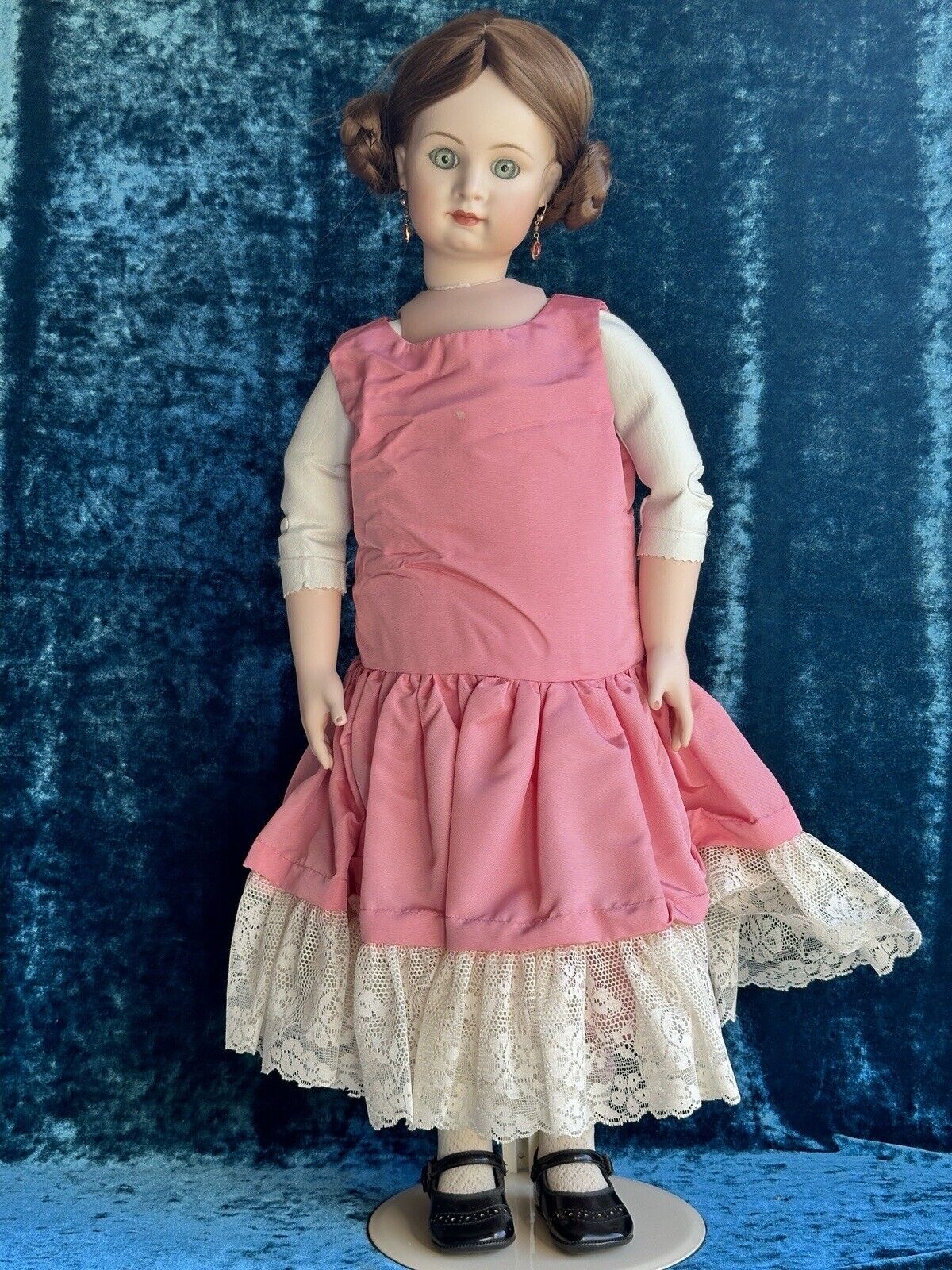 Large 27” Porcelain Head Reproduction of Antique French Jumeau (?) Doll