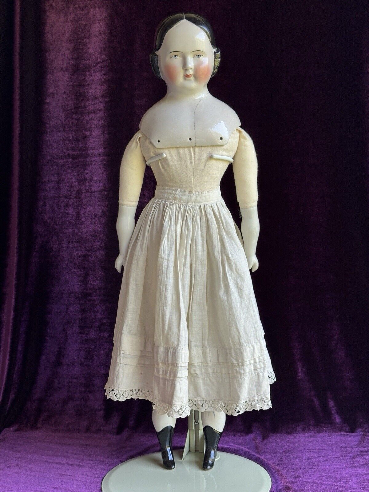Large Antique German 25” Covered Wagon China Shoulder Head Doll