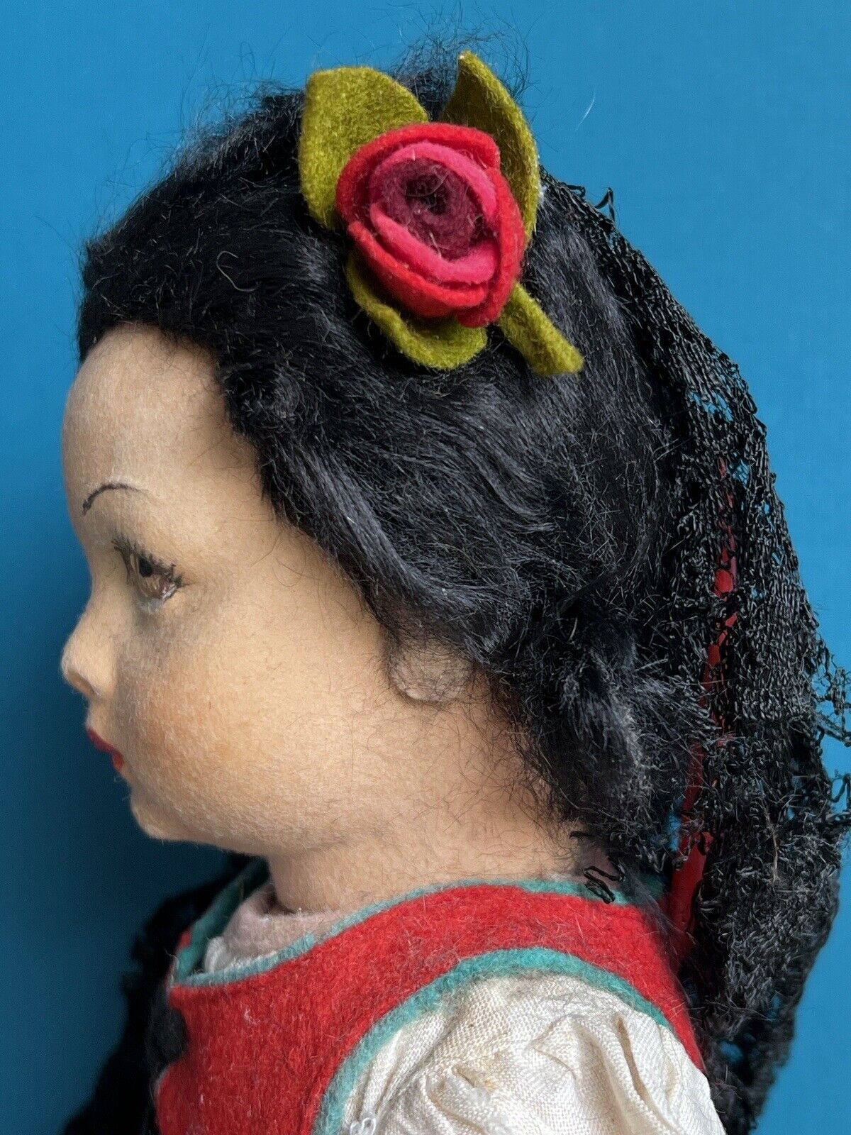 All Original Vintage Italian Lenci 14” Rita Lucia Felt Doll with Tag
