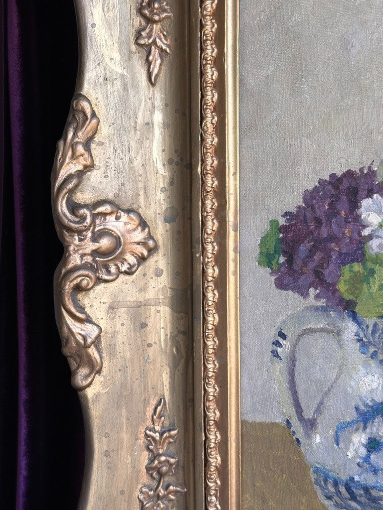 Ritta Boemm Oil Painting Käthe Kruse Dolls Signed Original Artwork in Gilt Frame