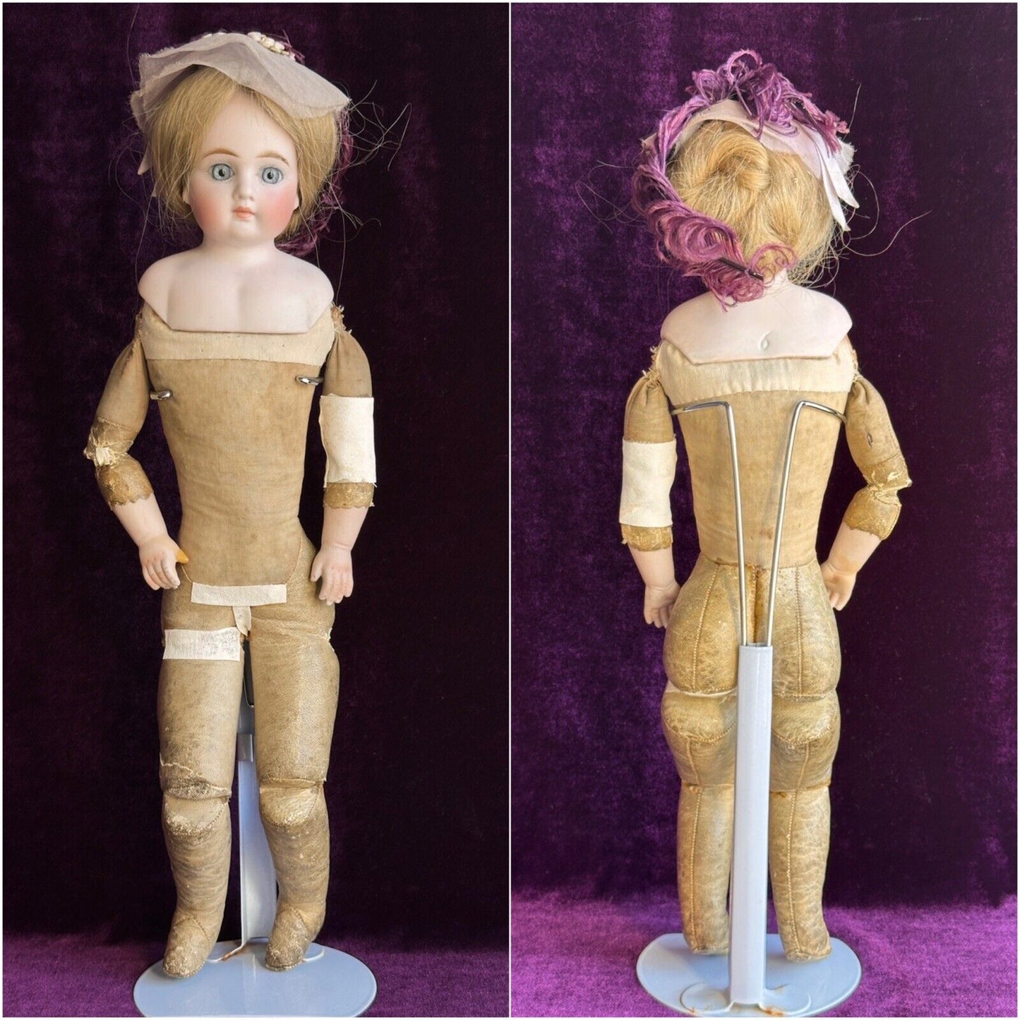 Antique German 16” Kestner (?) Solid Dome Head Belton Bisque Shoulder Head Doll