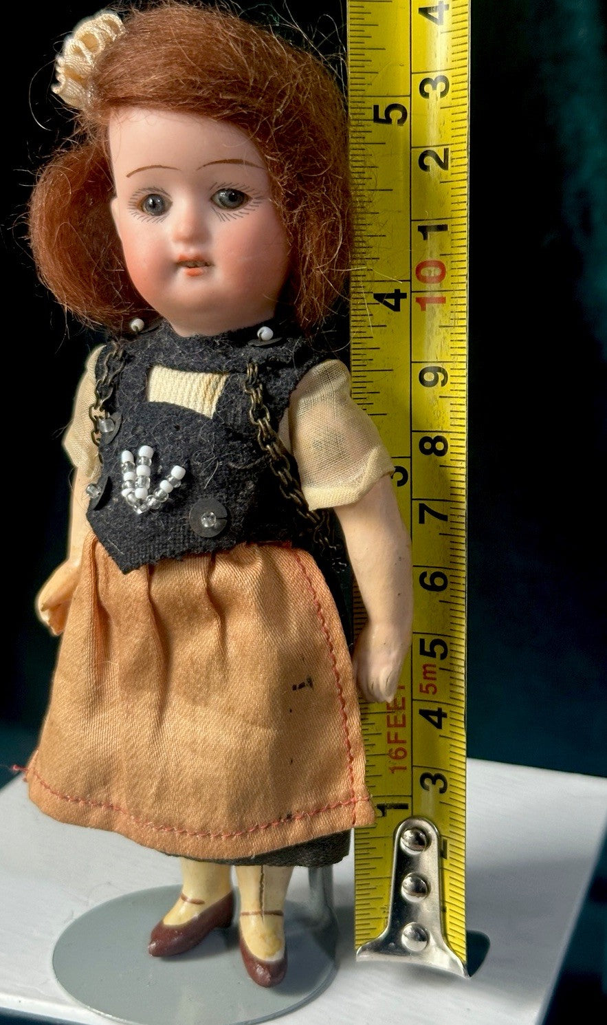 Antique German 5” Mignonette Doll Bisque Head Composition Body Painted Shoes