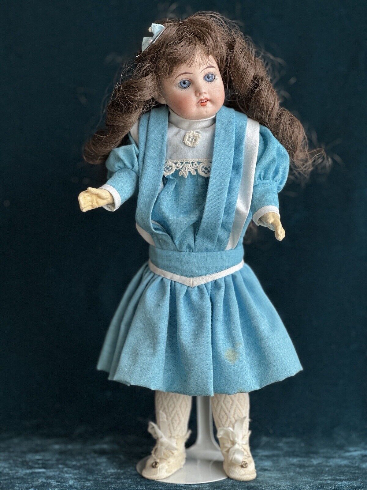 Antique German 12.5” Max Rader or Recknagel R DEP X Bisque Head Doll