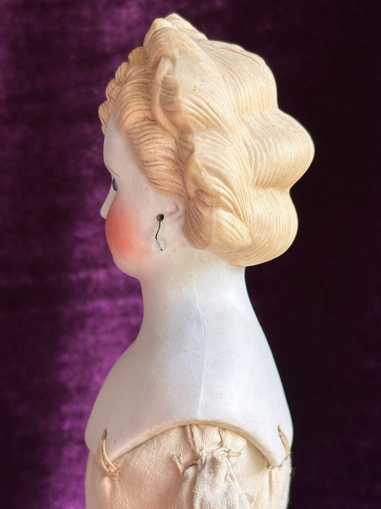 Very Rare 16” Antique German Glass Eyes Parian China Bisque Head Fashion Doll