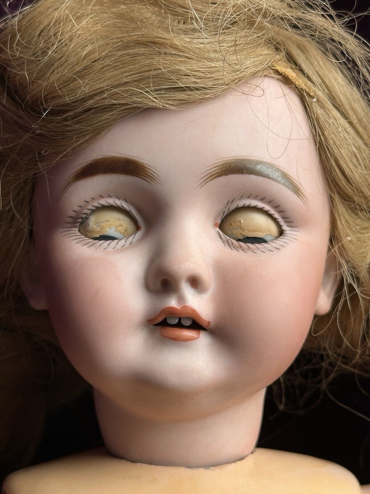 Antique German 19” Early Kestner 143 Bisque Head Doll
