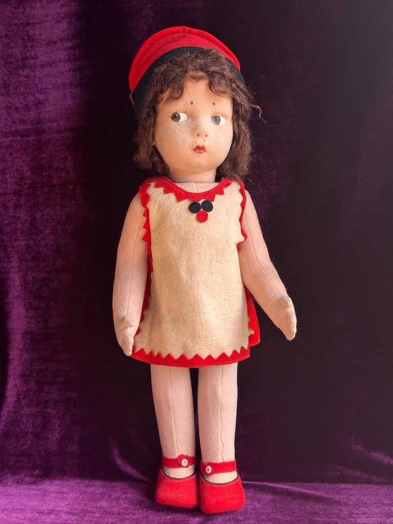 Vintage Italian 20” Early Lenci 109 Felt Cloth Doll