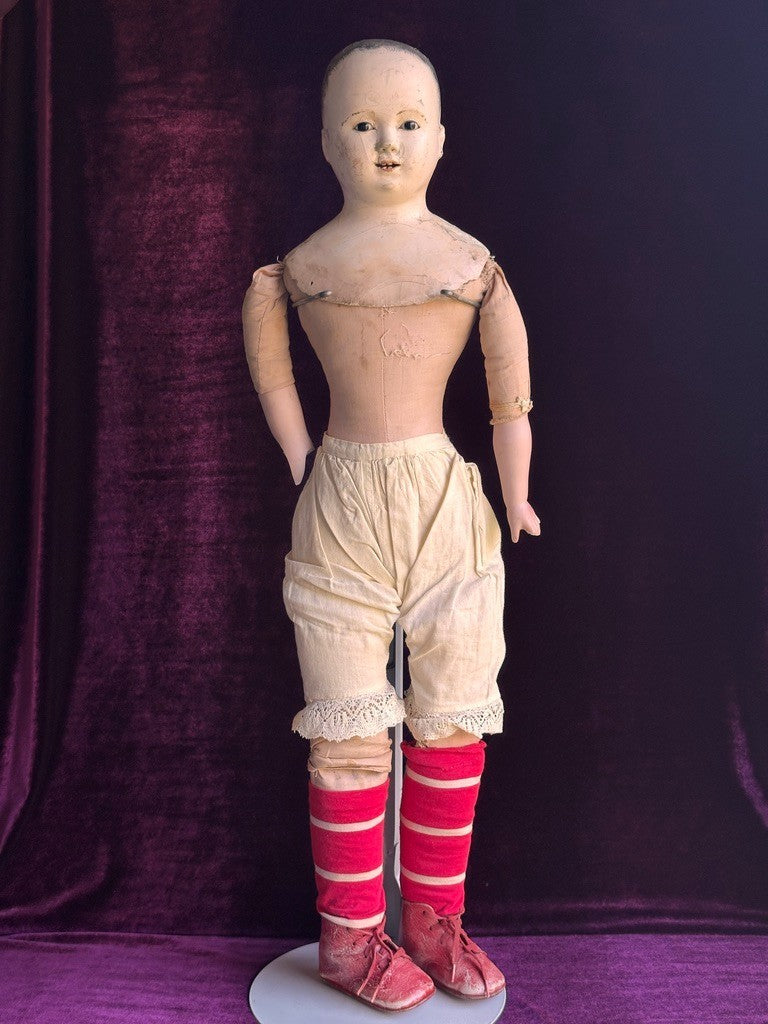 Large Antique French Andreas Voit Pauline 28" Papier Mache Doll
