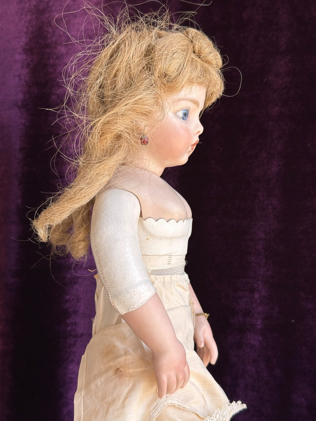 Vintage 15” Artist Reproduction of Antique French Bru Jne Porcelain Leather Doll