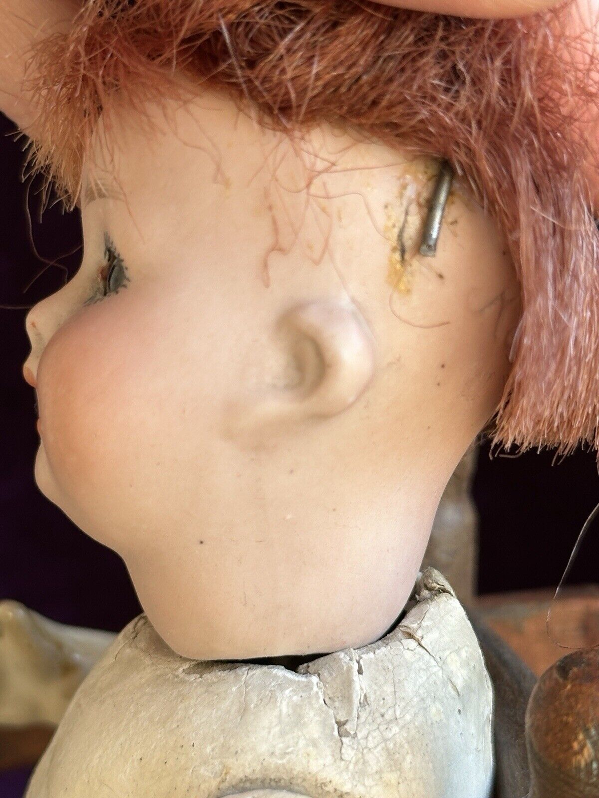 Antique German 8” Hermann Steiner Miniature Bisque Head Baby Doll
