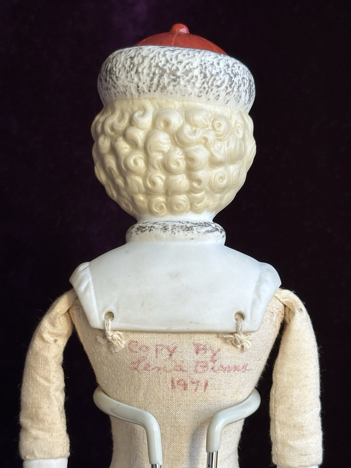 Rare Vintage Reproduction of Antique German 12.5” Hertwig Parian Doll Molded Hat