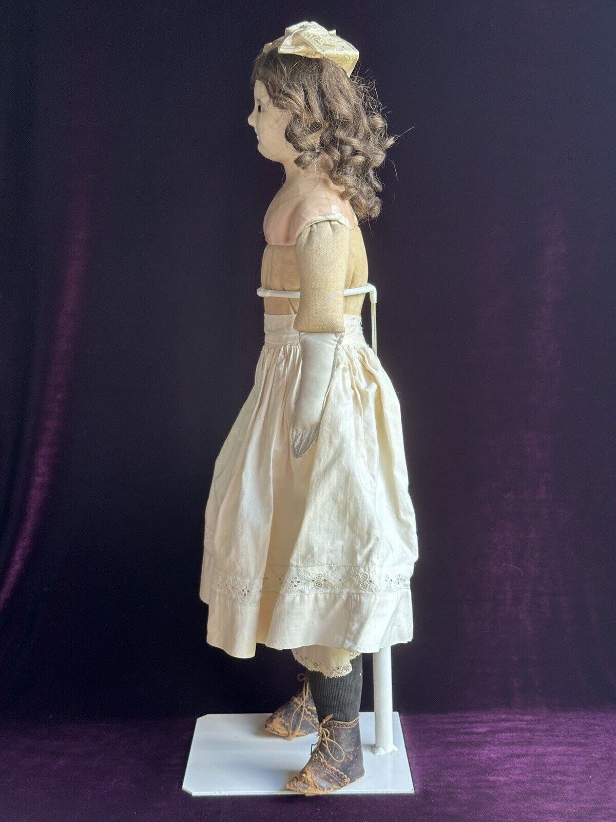 Antique English (?) Mad Alice 24” Wax Shoulder Head Victorian Doll