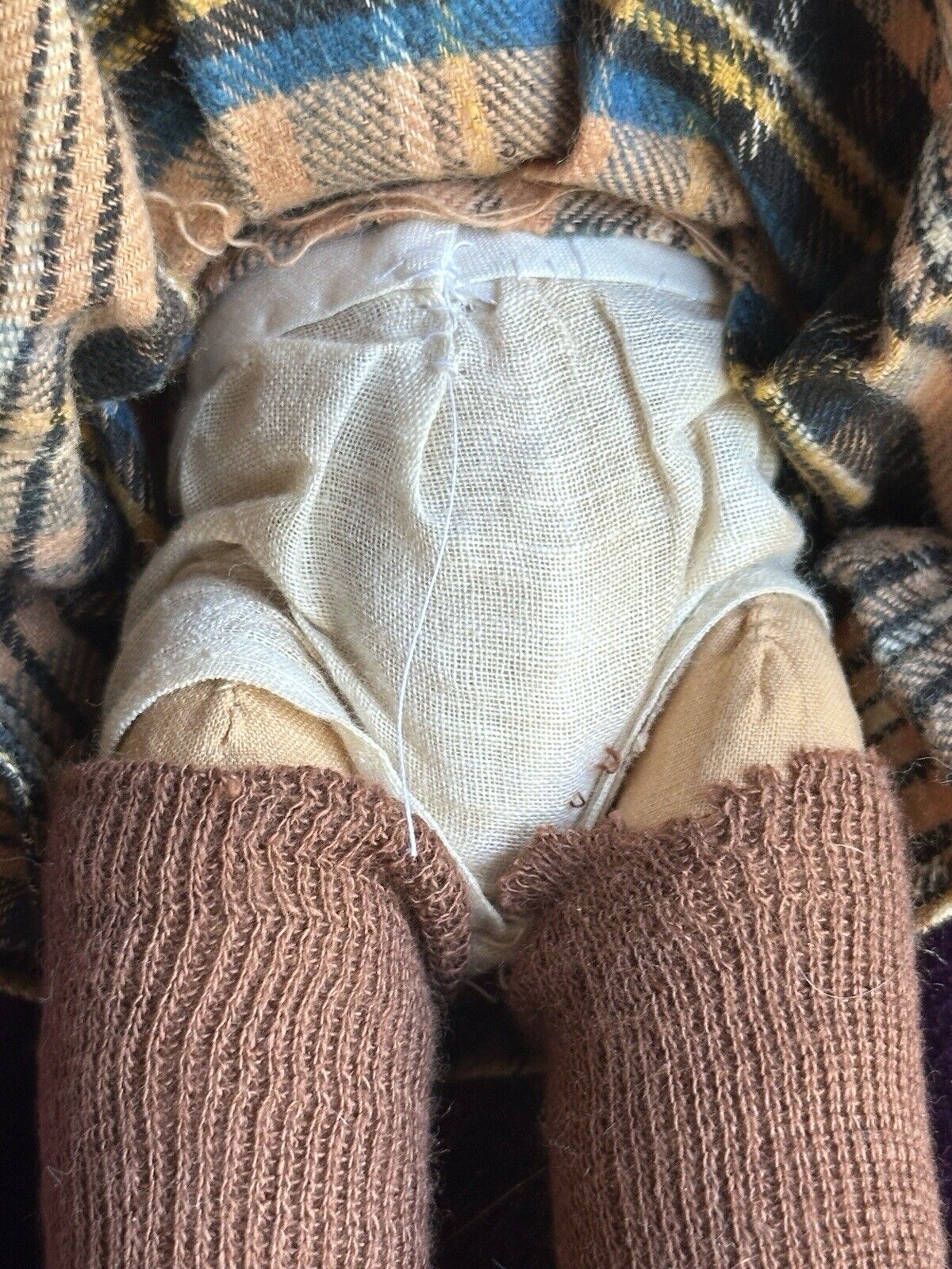 Vintage Early English 12” Chad Valley Hygienic Cloth Girl Doll with Glass Eyes