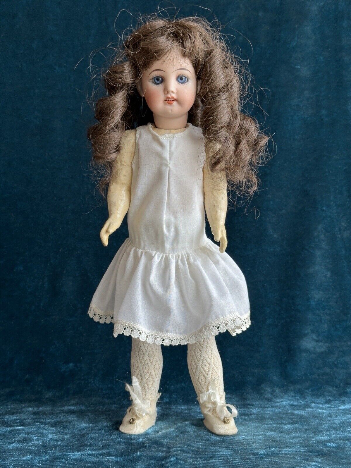 Antique German 12.5” Max Rader or Recknagel R DEP X Bisque Head Doll