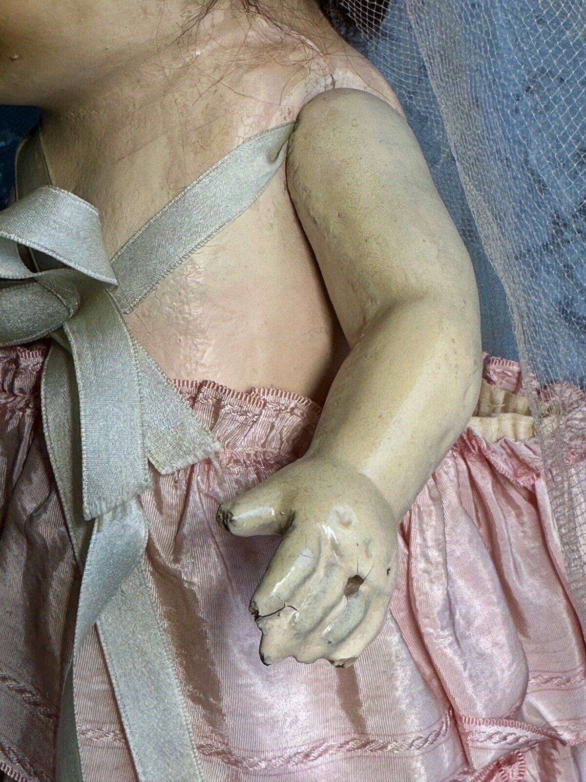 Antique American 17.5” Composition Carnival Prize Bride Doll