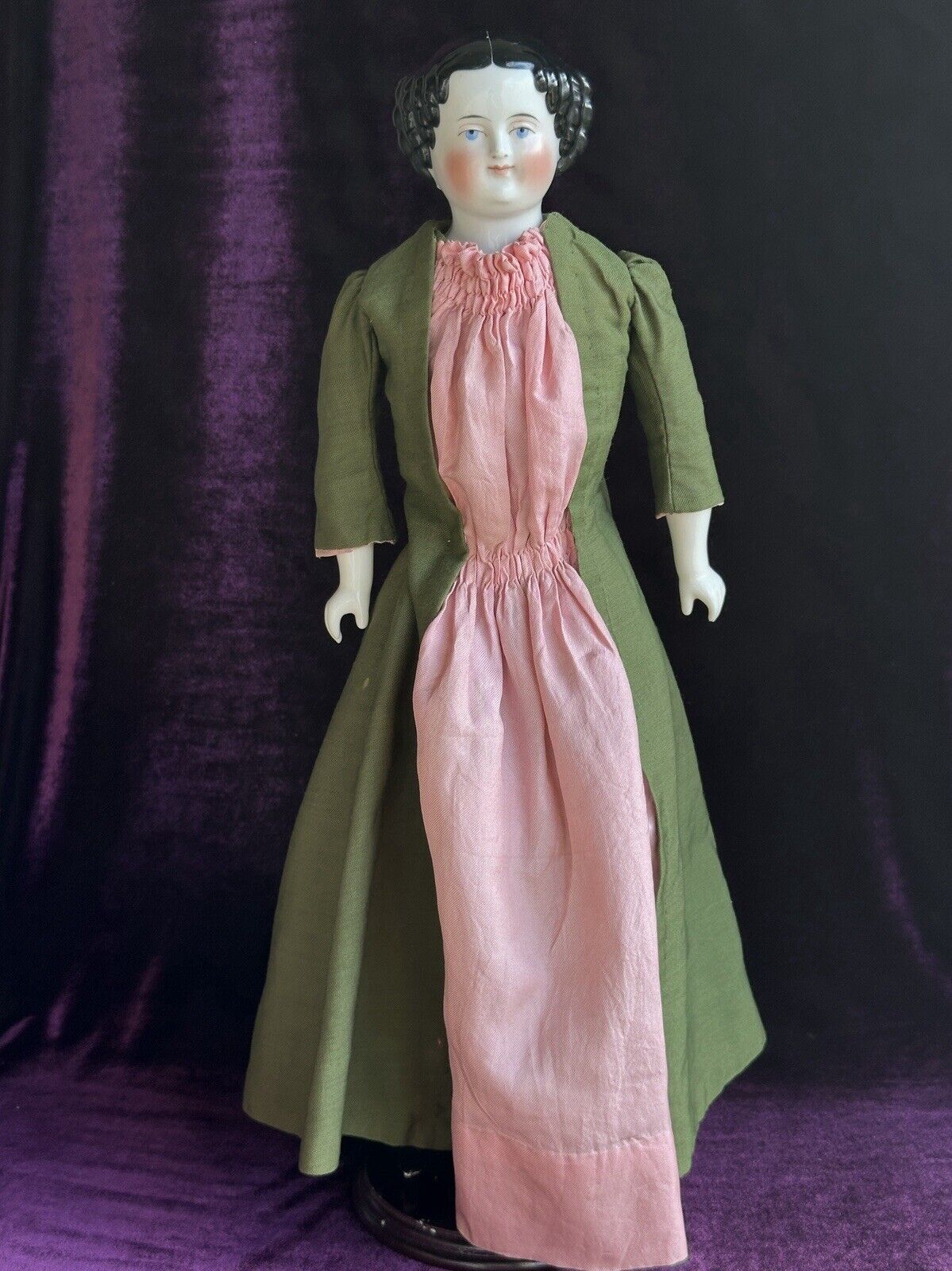 Antique German 20” Flat Top Highbrow China Shoulder Head Doll