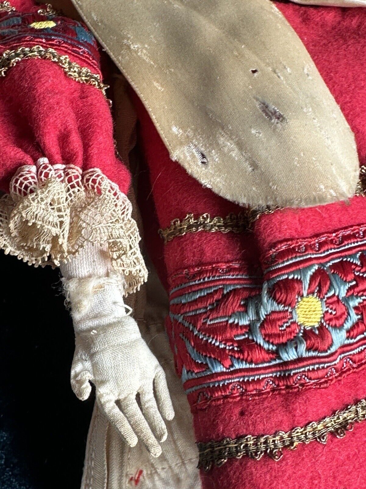 Pair of Rare 13” Antique French Calvaire Cloth Googly Eyes Dolls