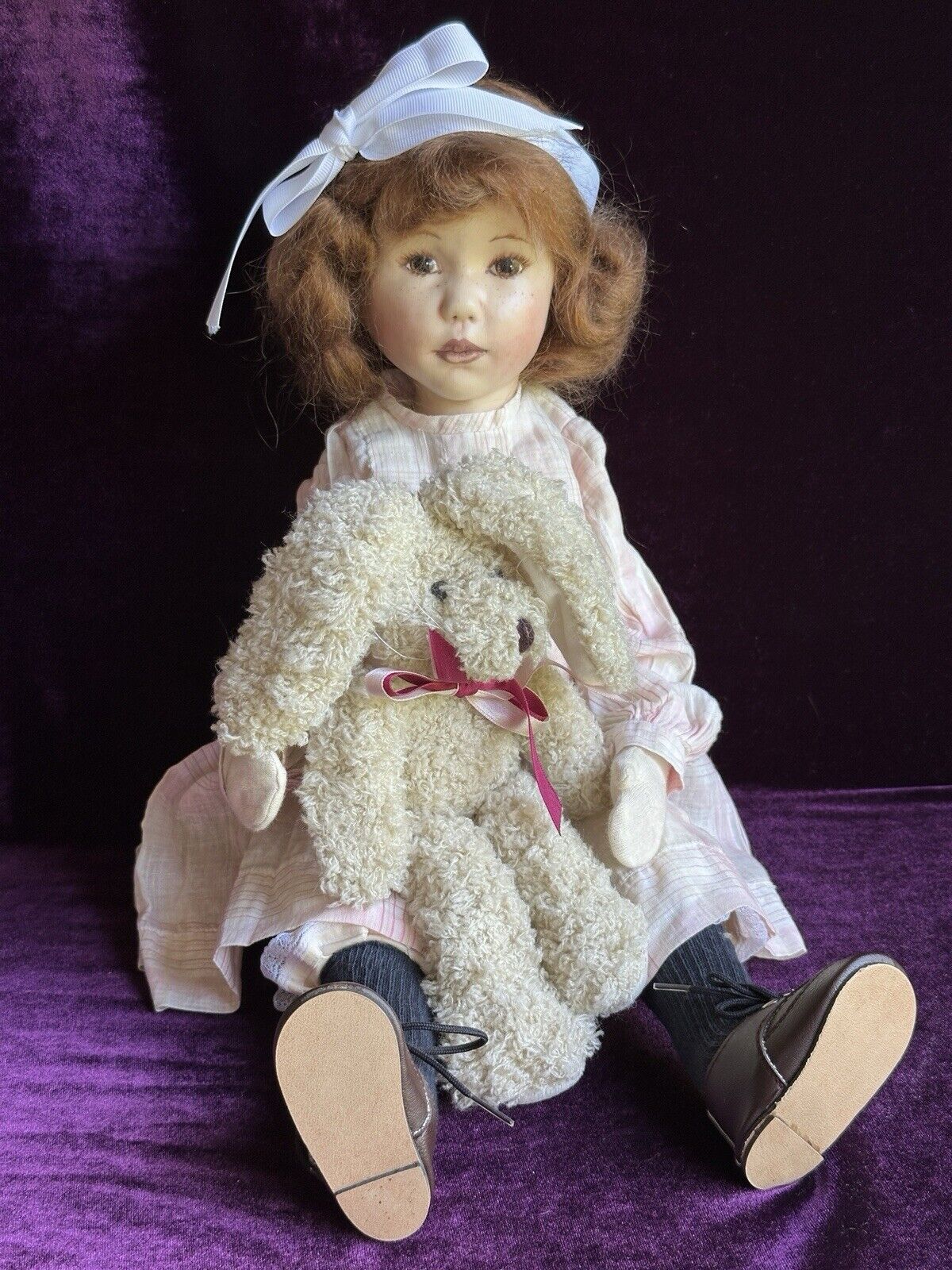 Collectible OOAK (?) Signed by Artist Linda Murray Shellcloth Cloth Girl Doll