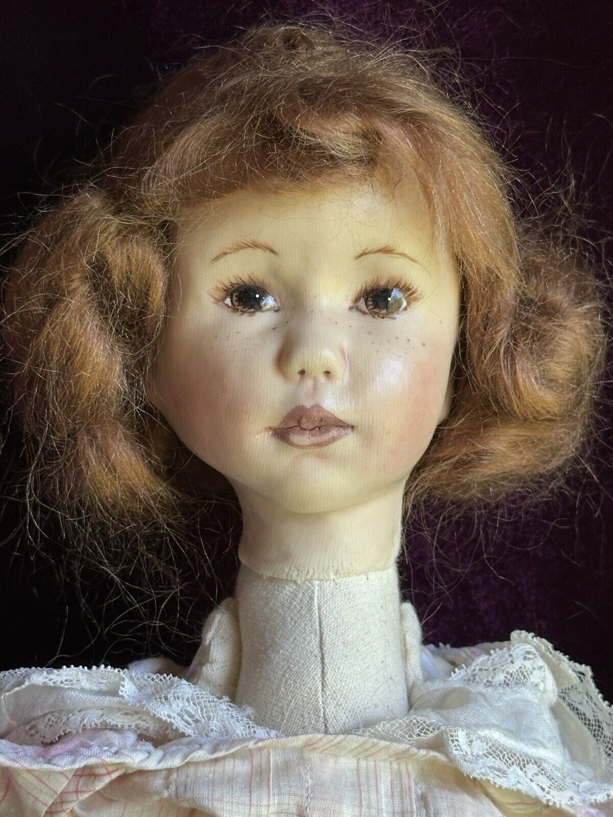 Collectible OOAK (?) Signed by Artist Linda Murray Shellcloth Cloth Girl Doll