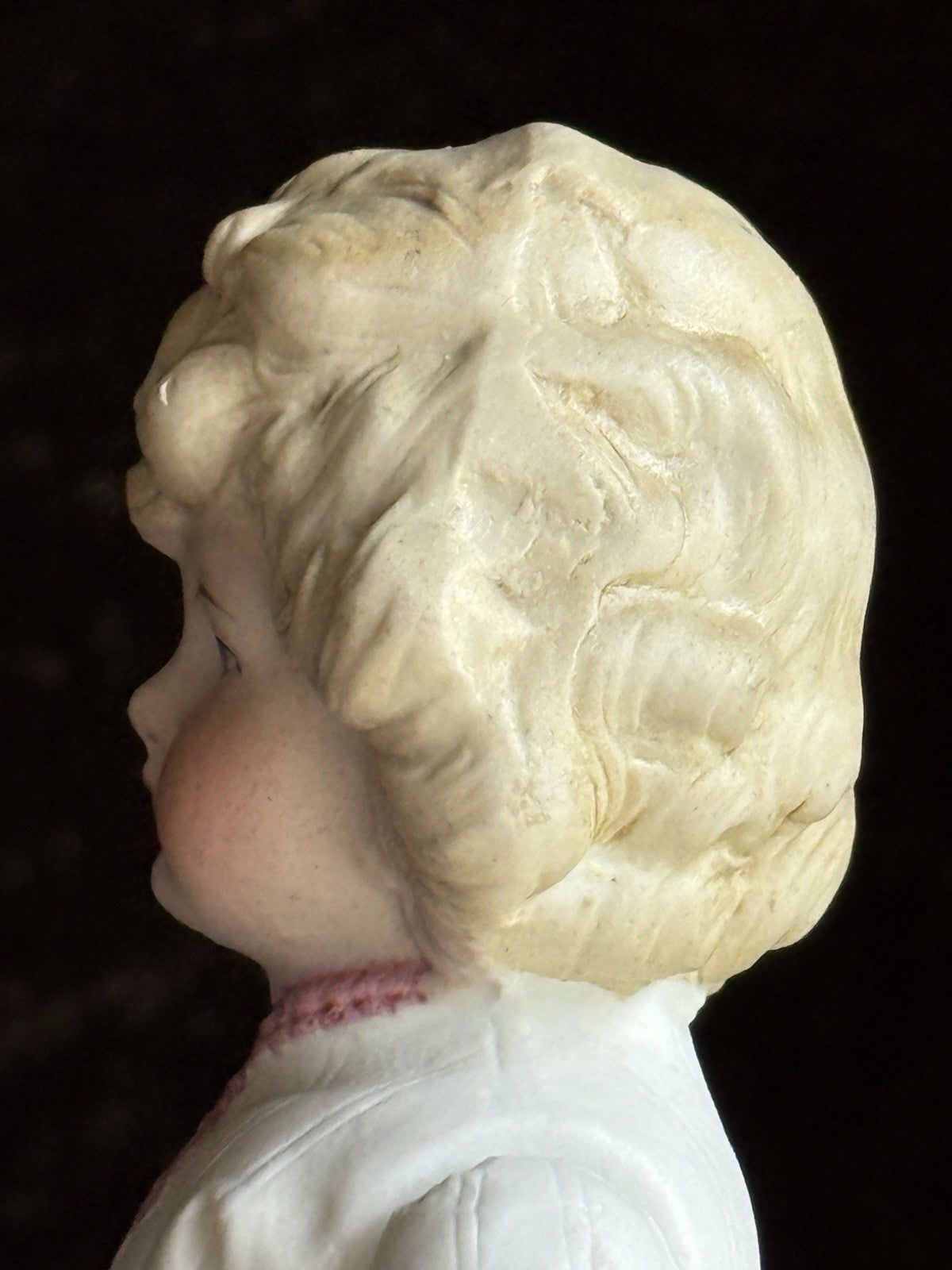 Antique German 6.5” All Bisque Miniature Dollhouse Doll Molded Outfit